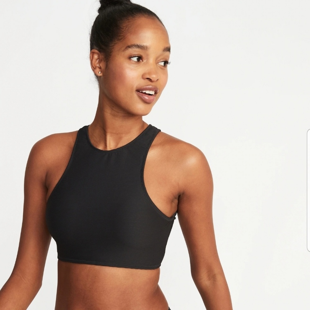 Textured Scoop-Neck Swim Top